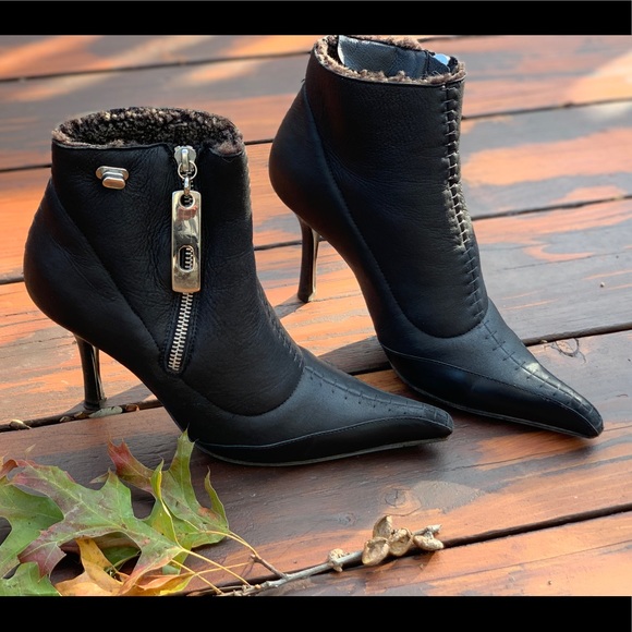 Giuseppe Zanoti Leather Shearling Boots Size 36 - Picture 1 of 6